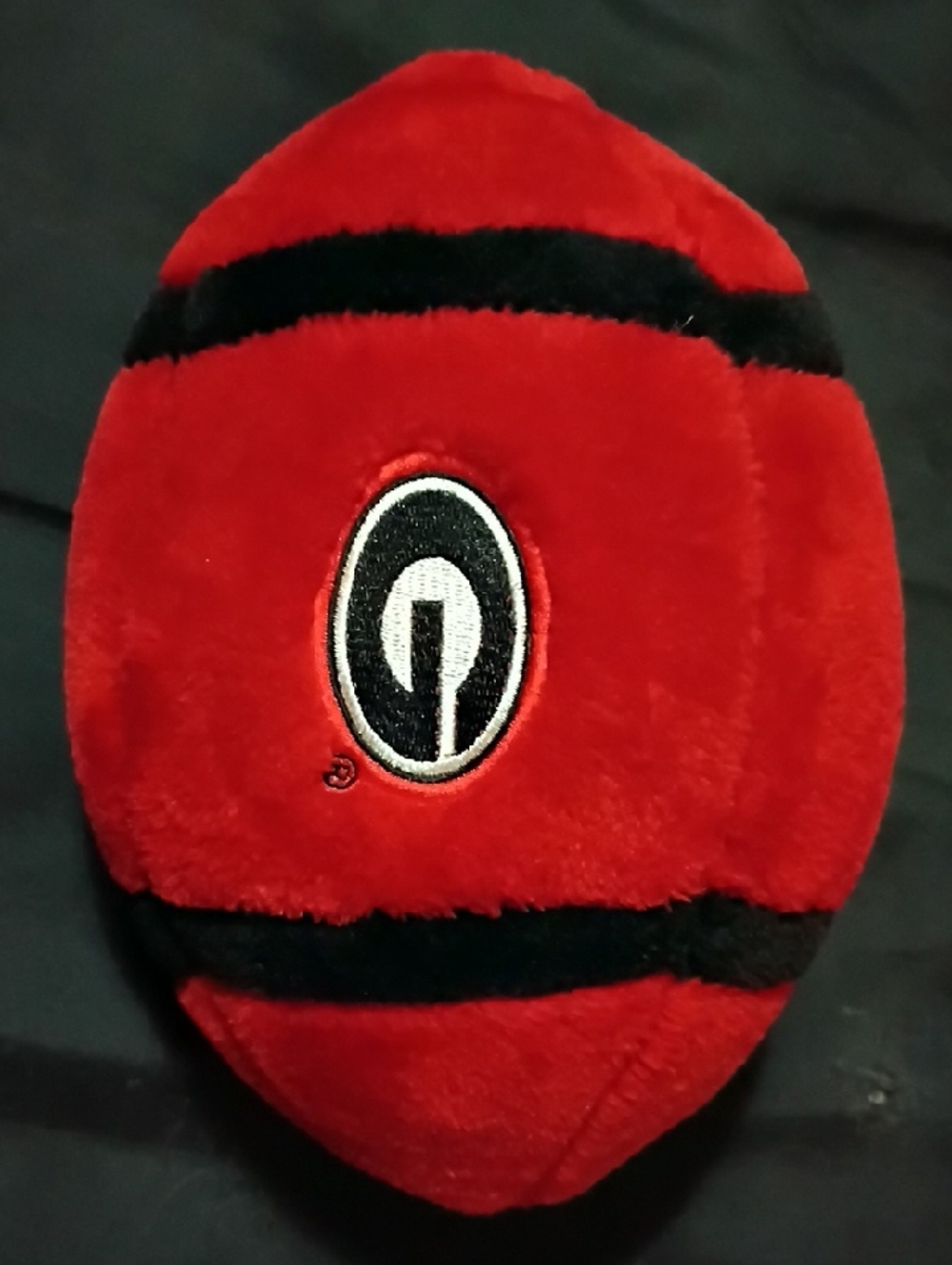 Georgia Bulldogs Red Plush Football with Black Stripes and Embroidered Oval Logo